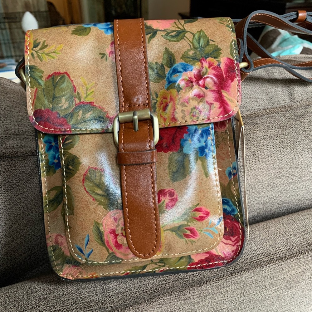 Patricia Nash Floral Crossbody Bag - Brown and Multicolor
